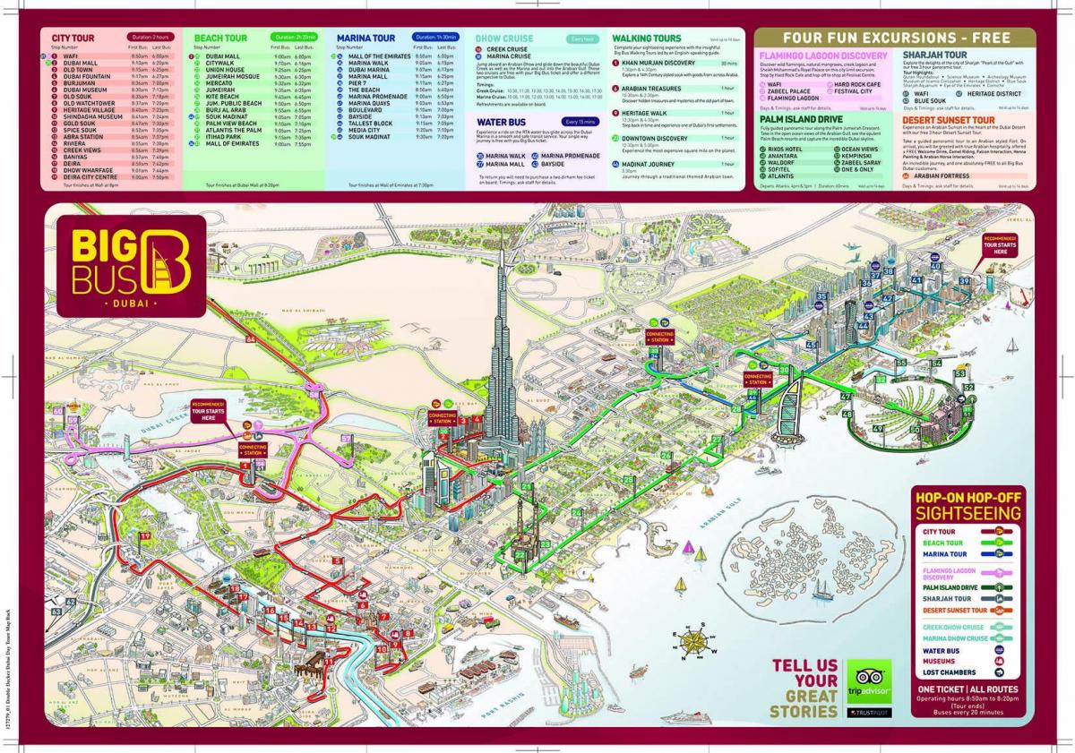 böyük qırmızı avtobus Dubay xəritəsi